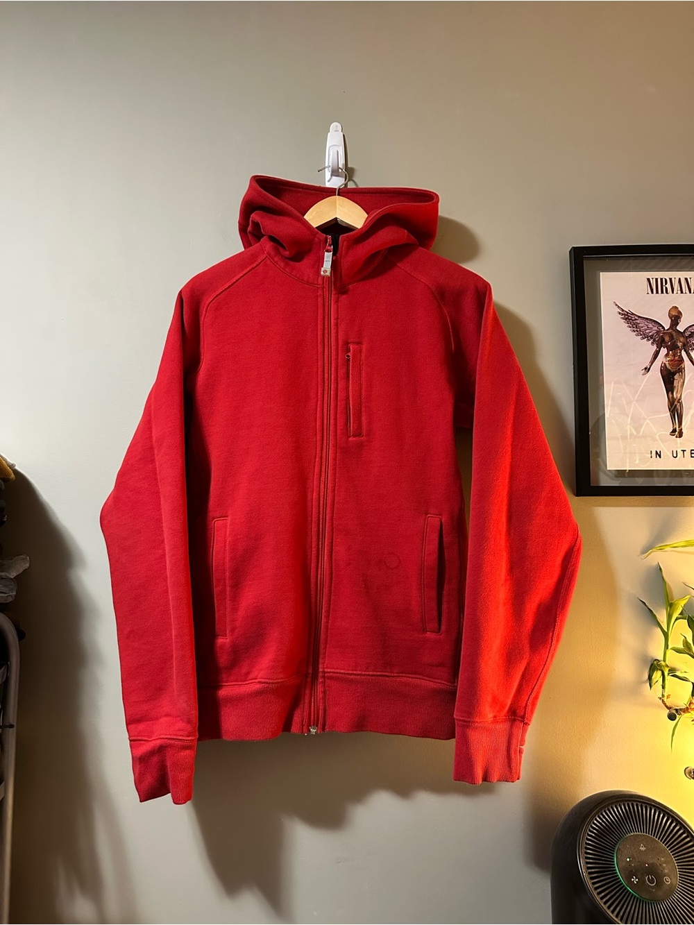 lululemon athletica Men's Red Full-Zip Hoodie Sweater